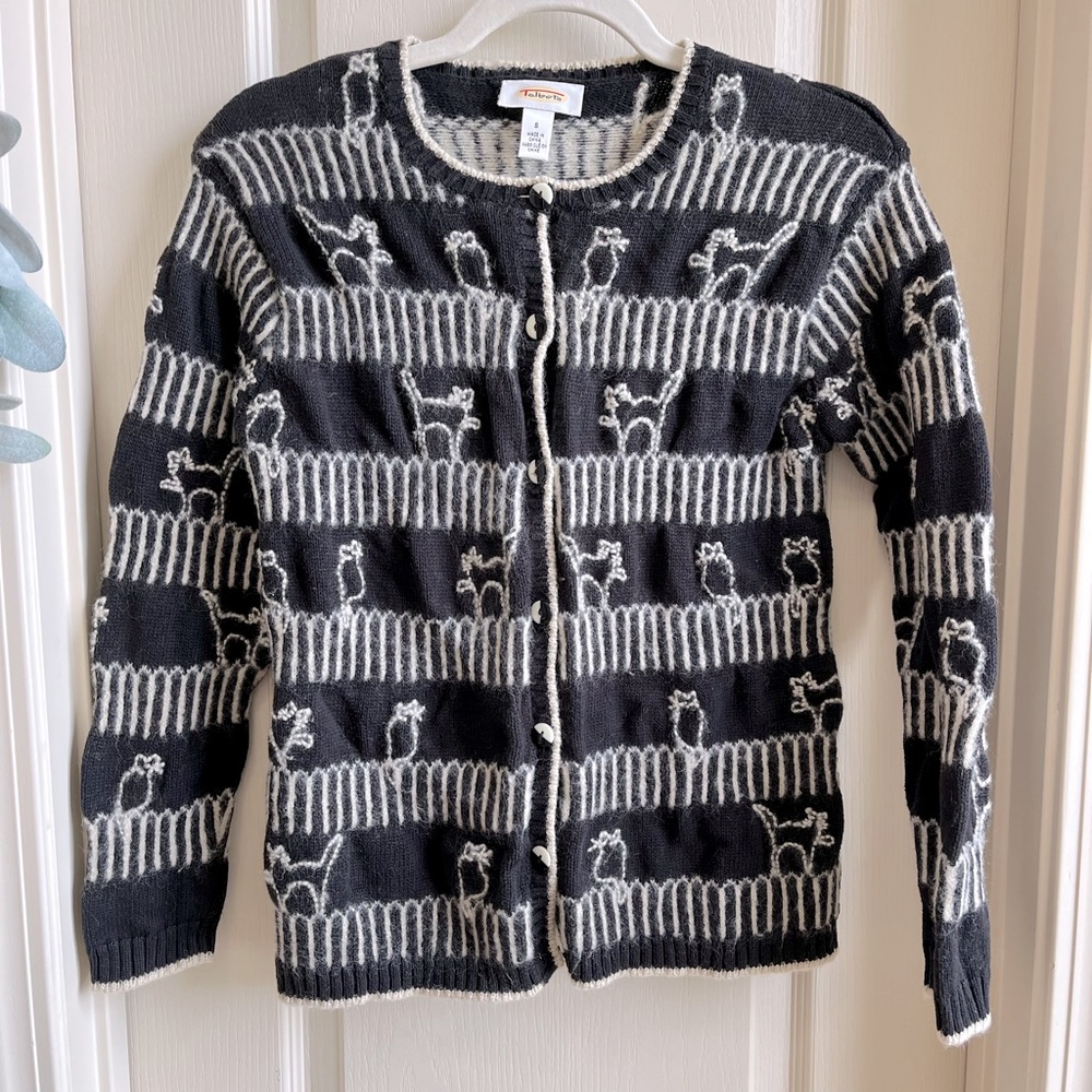 Talbots Black and White Patterned Cardigan